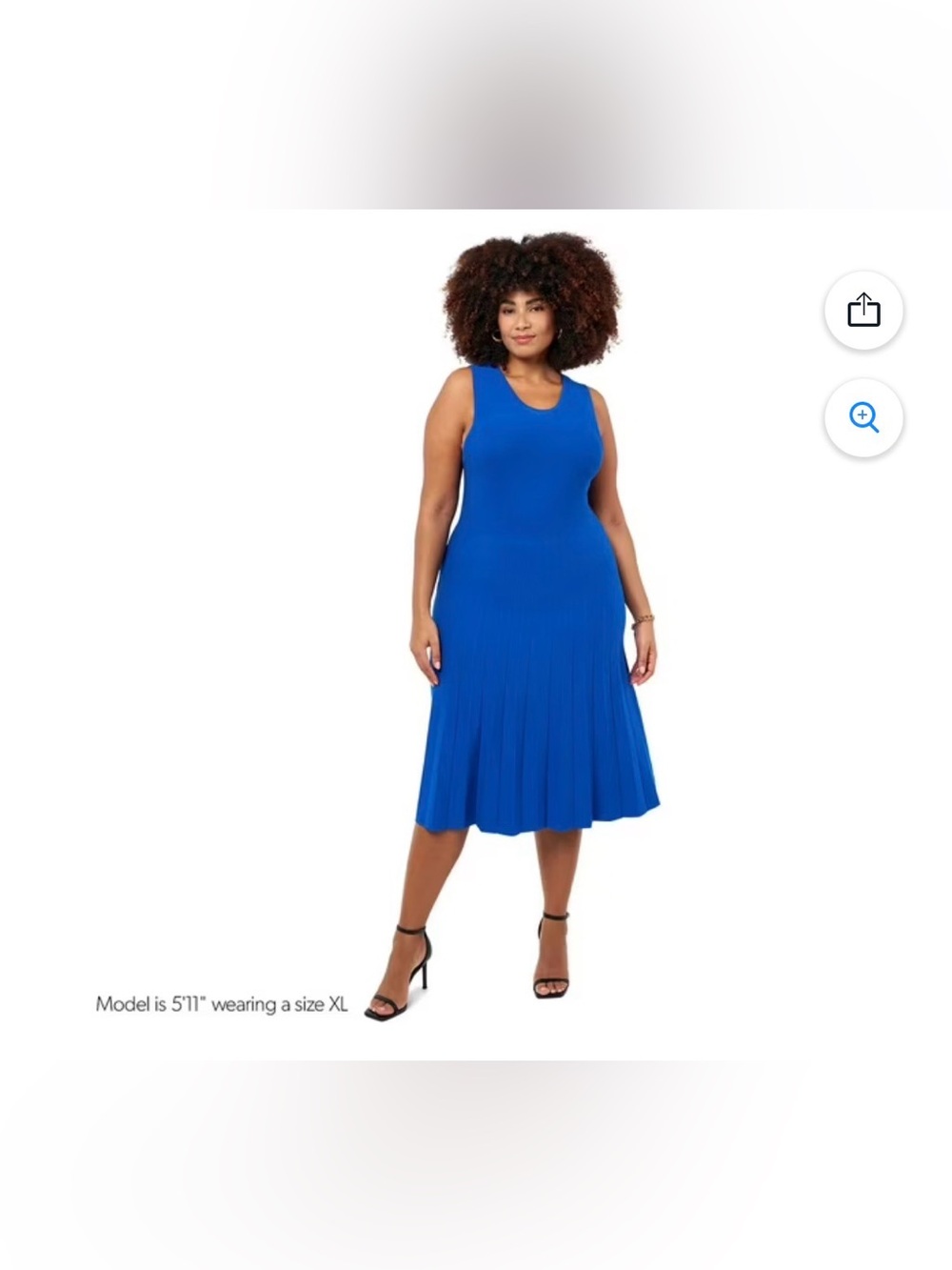 Sleeveless Royal Blue Midi Dress with Pleated Skirt